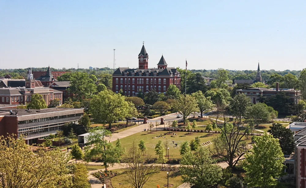 Samford Hall and the surrounding Auburn University campus
